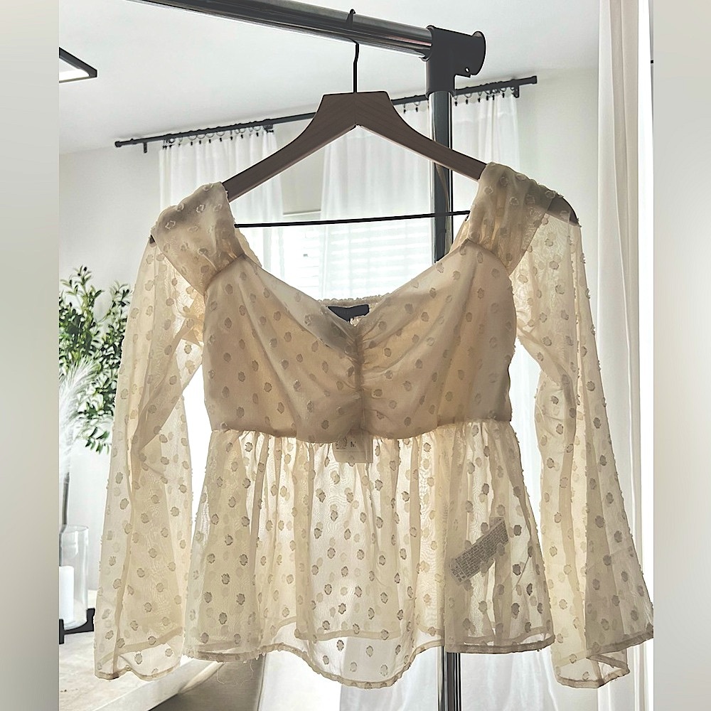 Off the shoulder bell sleeve top